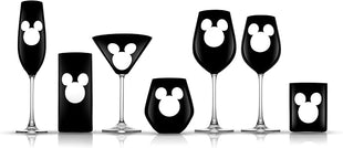 JoyJolt Disney Luxury Mickey Mouse Stemless Wine Glasses Set. 2x European Crystal Glass Drinking Glasses. Premium Xmas Stuff, Gifts and Cups. 20oz Black Wine Glass, Disney Wine Glass