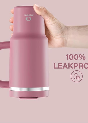 ENCOOL 32 oz Tumbler with Handle and Straw: Stainless Steel Insulated Tumbler Keeps Cold for 24 Hours, Leakproof Travel Cup Fits in Cup Holder and BPA-Free,Turkish Rose