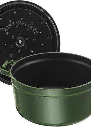 STAUB Cast Iron Roaster/Cocotte, Round, 24 cm, 3.8 L, Basil/Green