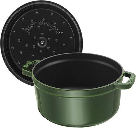 STAUB Cast Iron Roaster/Cocotte, Round, 28 cm, 6.7 L, Basil/Green