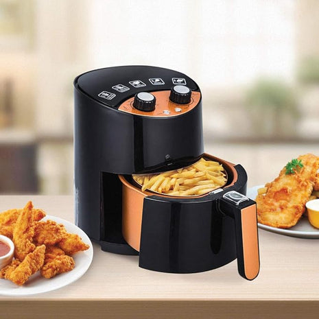 Copper Chef 2 QT Air Fryer - Turbo Cyclonic Airfryer With Rapid Air Technology For Less Oil-Less Cooking. Includes Recipe Book (Black)
