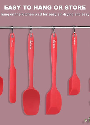 NileHome Silicone Spatula Set 6 Packs Food Grade Kitchen Utensils with Silicone Brush Heat Resistant BPA-free Rubber Spatula for Scraping, Baking, Cooking, Mixing, Red