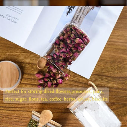 Spice Jars, Overnight Oats Containers with Airtight Lid and Spoon, Decorative Kitchen Canisters Set, Glass Storage Containers for Coffee, Tea, Sugar, Spice, Bath Salt, 1pcs (750ml)