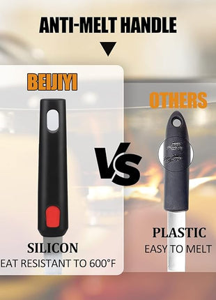 Silicone Spatula Turner Set of 3, Beijiyi 600°F Heat Resistant Cooking Spatulas for Nonstick Cookware, Large Flexible Kitchen Utensils BPA Free Rubber Spatula Set for Egg, Pancake, Fish, Burger