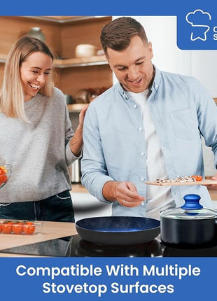 Chef's Star Pots And Pans Set Kitchen Cookware Sets Nonstick Aluminum Cooking Essentials 11 Pieces Blue