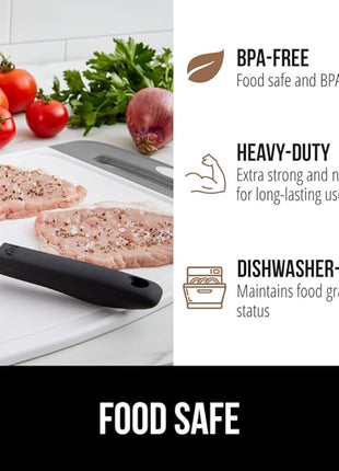 GORILLA GRIP BPA-Free Reversible Kitchen Cutting Board Set of 3, Nonporous, Juice Grooves to Catch Liquid, Slip Resistant Handle Border, Dishwasher Safe, Durable Large Food Chopping Boards, Gray