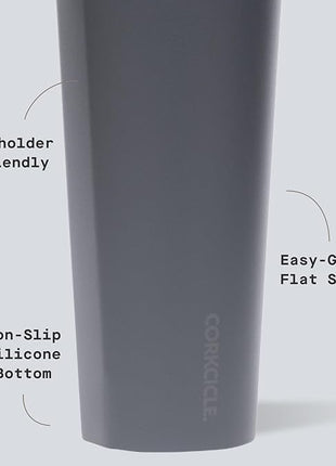 Corkcicle Classic Tumbler - Keeps Drinks Cold for 9 Hours & Hot for 3 - Triple-Insulated Stainless Steel - Holiday Tumbler Gift - 24 oz - Flint