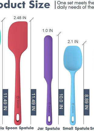 5 Pieces Silicone Spatula Set, Food Grade Rubber Spatula, Upgrade Strong Handle with Ergonomic Grip, Heat Resistant Up to 600°F for Nonstick Cookware, Cooking Colorful Series