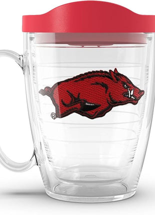 Tervis Made in USA Double Walled Arkansas Razorbacks Insulated Tumbler Cup Keeps Drinks Cold & Hot, 16oz Mug, Emblem