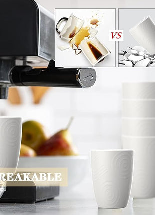 Homienly Drinking Cups 12 OZ Wheat Straw Cup Sets of 6 Reusable Water Drinking Glasses Dishwasher Safe Water Glasses Lightweight Tumbler for Kitchen - White