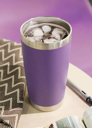 DOMICARE 20oz Stainless Steel Tumbler Bulk with Lid, Double Wall Vacuum Insulated Travel Mug, Powder Coated Coffee Cup (Powder Purple, 4)