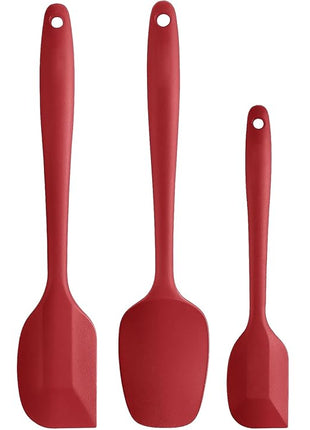 5 Piece Red Silicone Spatula Set, Heat Resistant Rubber Spatulas Set, Kitchen Spatula Set Dishwasher Safe for Nonstick Cookware Baking Cooking