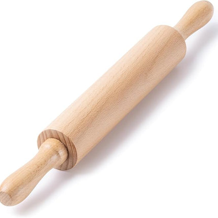 AISOSO Rolling Pins for Baking, 15.75 Inches Wooden Rolling Pin with Handles, Classic Nonstick Dough Roller for Fondant Pizza Pie Crust Cookie Pastry, Kitchen Baking Essentials, Light Yellow