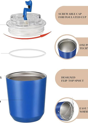 Puraville Insulated Tumblers with Lid, 10 oz Travel Coffee Mug Stainless Steel Vacuum Cup, Leak Proof Reusable Double Walled Coffee Tumbler for Iced and Hot Drinks, Klein Blue