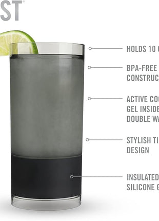 HOST Highball Cocktail Freeze Tumbler, Frozen Cocktail Glass, Double Walled Insulated Iced Coffee Tumbler, BPA Free Drink Cooler, 10 oz., Black