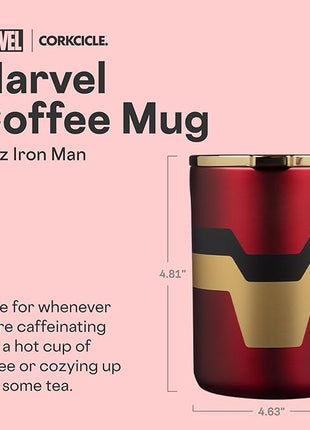 Corkcicle Classic Coffee Mug - Triple Insulated Stainless Steel for Travel - Shatter-Proof Lid - Keeps Drink Hot Over 3 Hours - Holiday Mug Gift - Great for Gifting Warmth - 16 oz - Iron Man