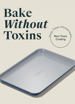 Caraway Nonstick Ceramic Small Baking Sheet (9x13”) – Non-Toxic, PTFE & PFOA Free – Oven Safe – Aluminized Steel Core – Mini Sheet Pan for Baking, Roasting & More - Navy