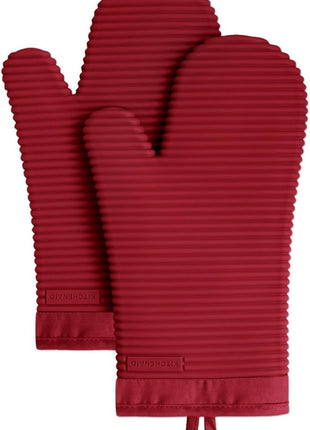 KITCHENAID Ribbed Soft Silicone Oven Mitt 2-Pack Set, 7.5"x13", Smoked Paprika