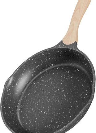JEETEE 11 Inch Nonstick Frying Pan, Stone Coating Cookware, Nonstick Omelette Pan with Heat-Resistant Handle, Compatible with All Stoves (Grey)