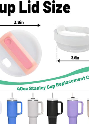 40 OZ Tumbler Lid Replacement Fit for Stanley Cup, 2 Pack Replacement Lids Fit for Stanley Travel Tumbler, Spill Proof Tumbler Covers for Stanley Cup Accessories (Opaque - Peachy)
