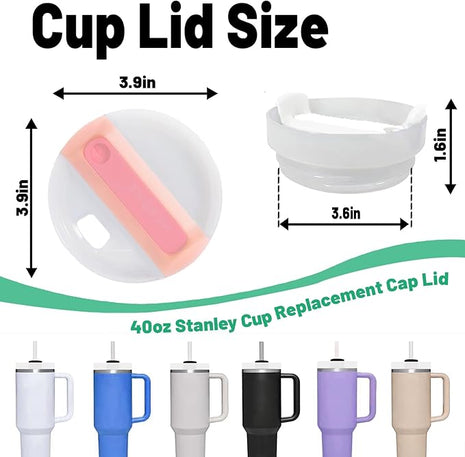 40 OZ Tumbler Lid Replacement Fit for Stanley Cup, 2 Pack Replacement Lids Fit for Stanley Travel Tumbler, Spill Proof Tumbler Covers for Stanley Cup Accessories (Opaque - Peachy)
