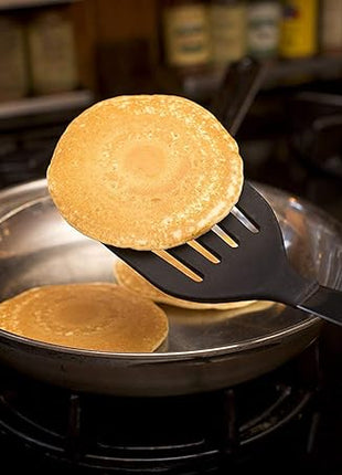 Spatulas Heat Resistant Silicone and Stainless Steel – Tongs and Turners with Rubber Grip - Flexible Silicone Spatula Tongs for Cooking and Non Stick Cookware – Cooking Utensils 4-Set