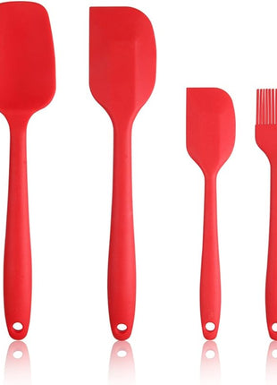 Rubber Spatula Silicone Spatulas Heat Resistant with Stainless Steel Core Spatulas for Cooking Baking Nonstick Kitchen Spatula Utensils Red Spatula Set of 4