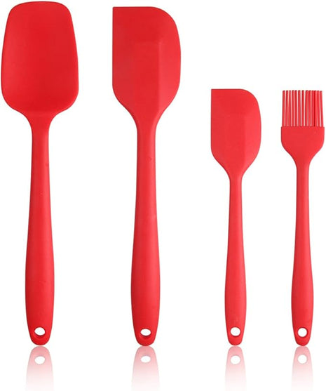 Rubber Spatula Silicone Spatulas Heat Resistant with Stainless Steel Core Spatulas for Cooking Baking Nonstick Kitchen Spatula Utensils Red Spatula Set of 4