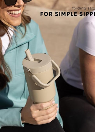 Simple Modern Trek Pivot | 30oz Flip Straw Tumbler with Handle | Water Bottle & Boot | Interchangeable Straw & Chug Lids | Insulated Stainless Steel Jug | Gym Sports Outdoors | Ice Gray