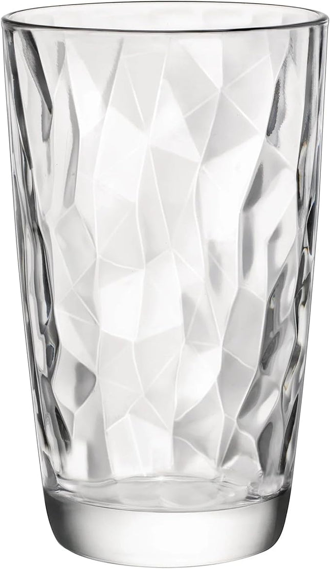 Bormioli Rocco Diamond Cooler Glasses, Clear, 16 oz, Set of 6