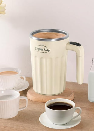 Self Stirring Mug,Self Stirring Coffee Mug,Suitable for Coffee, Milk, Cocoa and Other Beverages (Cream-temperature, 12 Ounces)