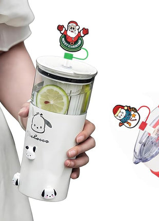 Silicone Straw Caps for 10mm Tumblers | Reusable Dust-Proof Toppers Fits Stanley 30oz & 40oz Cups Large Handle Model (red)