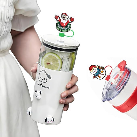 Silicone Straw Caps for 10mm Tumblers | Reusable Dust-Proof Toppers Fits Stanley 30oz & 40oz Cups Large Handle Model (red)