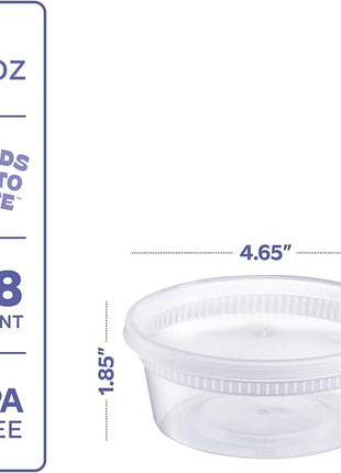 GUSTO [48 Sets - 8 oz. Plastic Deli Disposable Food Storage Containers with Airtight Lids - Slime Containers (Formerly Comfy Package)