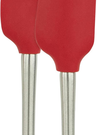 Tovolo Flex-Core Stainless Steel Handled Mini Spatula & Spoonula Set of 2, Kitchen Utensil Set, BPA-Free Silicone, Safe for Cast Iron & Cookware Dishwasher-Safe