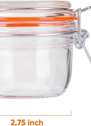 Encheng Small Glass Jars With Airtight Lids, Glass Spice Jars 5 oz,Maosn Jars With Leak Proof Rubber Gasket 150ml,Glass Storage Containers With Hinged Lid,Kitchen Canisters 12 Pack