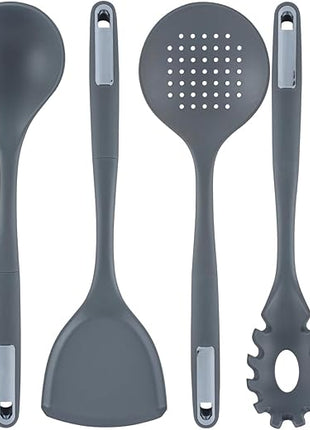 Restaurantware-Met Lux Kitchen Utensil Set, 1 Silicone Utensil Set - Consists 6 Pieces, High-Heat Tolerance, Dark Gray Silicone Kitchen Utensils, For No-Stick Cookware