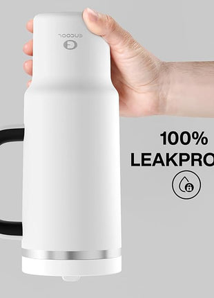 40 oz Tumbler with Handle and Straw: Stainless Steel Insulated Tumbler Keeps Cold for 24 Hours, Leakproof Travel Cup Fits in Cup Holder and BPA-Free, Polar White