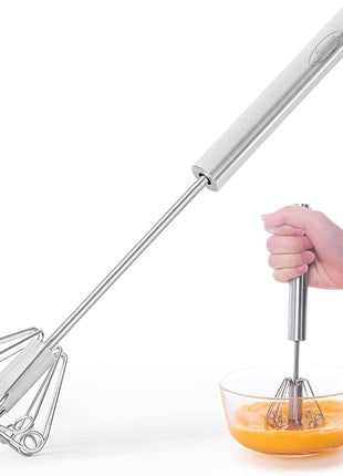 Newness Whizzy Whisk, Stainless Steel Semi Automatic Blender for Home -Versatile Tool for Egg Beater, Milk Frother, Hand Push Whisk - Kitchen Utensil for Blending, Whisking, Beating & Stirring