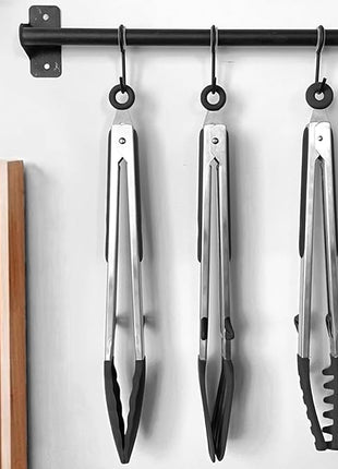 Tongs for Cooking, 12" Kitchen Tongs with Silicone Tips, Food Grade Serving Tongs Set of 3, Black