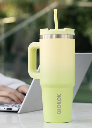 BJPKPK 30 oz Insulated Tumbler With Lid And Straw Stainless Steel Tumblers Cup With Handle For Women And Men,Turquoise