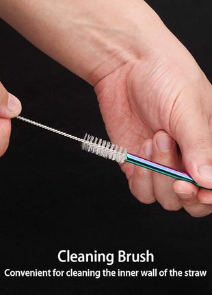 [24 PCS] Value Pack Reusable Stainless Steel Straws in Bulk Extra Long 10.4 inch Colorful,Tomorotec Metal Straw Sets with Cleaning Brushes,12 Straight 12 Bent For Tumblers Beverage Drink Cocktail