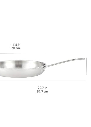 Amazon Basics Tri-Ply Stainless Steel Fry Pan, 12 inch, Silver