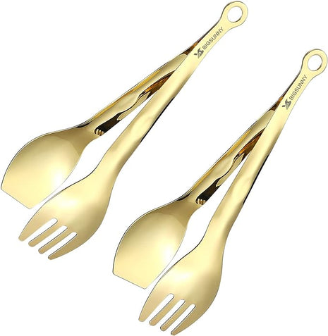 MSY BIGSUNNY Kitchen Tongs Cooking Tong - Stainless Steel Food Serving Tongs Set of 2(Gold, 9 inch)