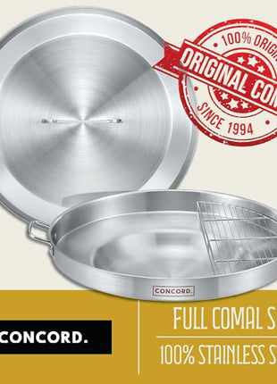 CONCORD Stainless Steel 3 Piece 22" Comal Cookware Set. Comales Discada Set