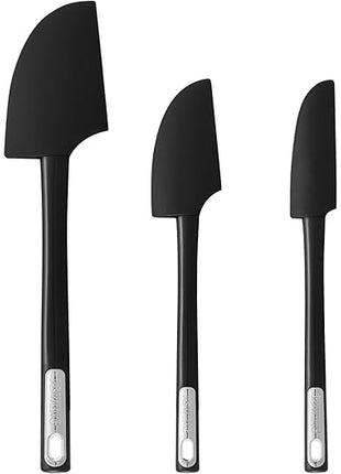 Premium Silicone Spatula Set, JXWING Flexible Heat Resistant Non-slip Handle Baking Cooking Rubber Spatulas, Black