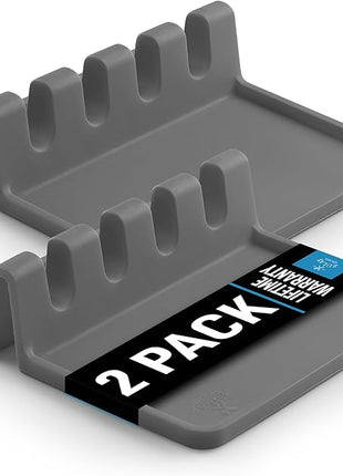 Zulay Silicone Utensil Rest - BPA-Free, Durable Spoon Rest with Drip Pad - Heat-Resistant Spoon Rest for Stove Top - Spoon Rest for Kitchen Counter - Kitchen Gadgets & Kitchen Utensils Holder - 2 Pack