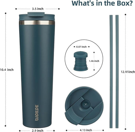 BJPKPK 34oz Stainless Steel Insulated Tumbler With lid And Straw Travel Coffee Thermal Tumblers Cup For Women And Men,Navy Blue