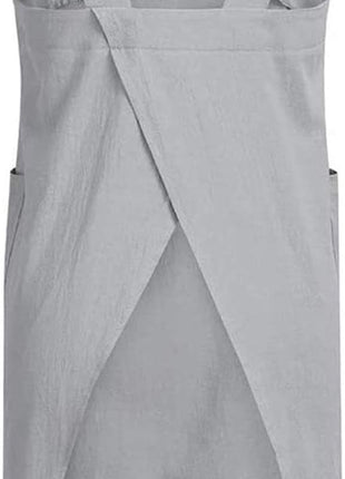YESDOOD Cotton Linen Apron Cross Back Apron for Women with Pockets Pinafore Dress for Baking Cooking