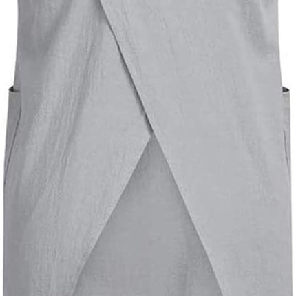 YESDOOD Cotton Linen Apron Cross Back Apron for Women with Pockets Pinafore Dress for Baking Cooking